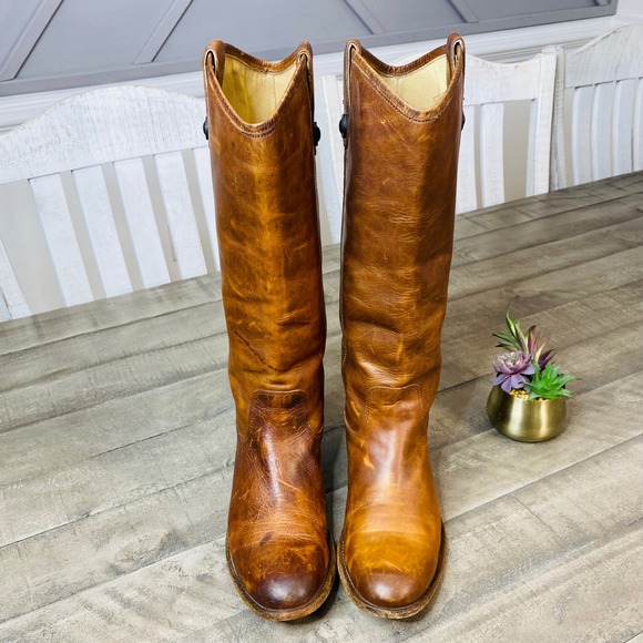 FRYE Melissa Button Cognac Boots Women's Size 9B - Picture 5 of 12